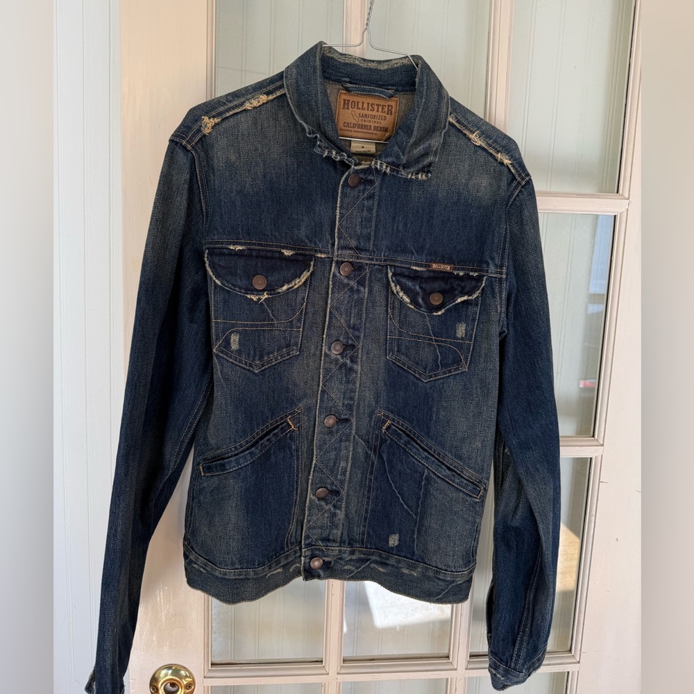 Hollister Men’s Distressed Denim Jacket - Size M